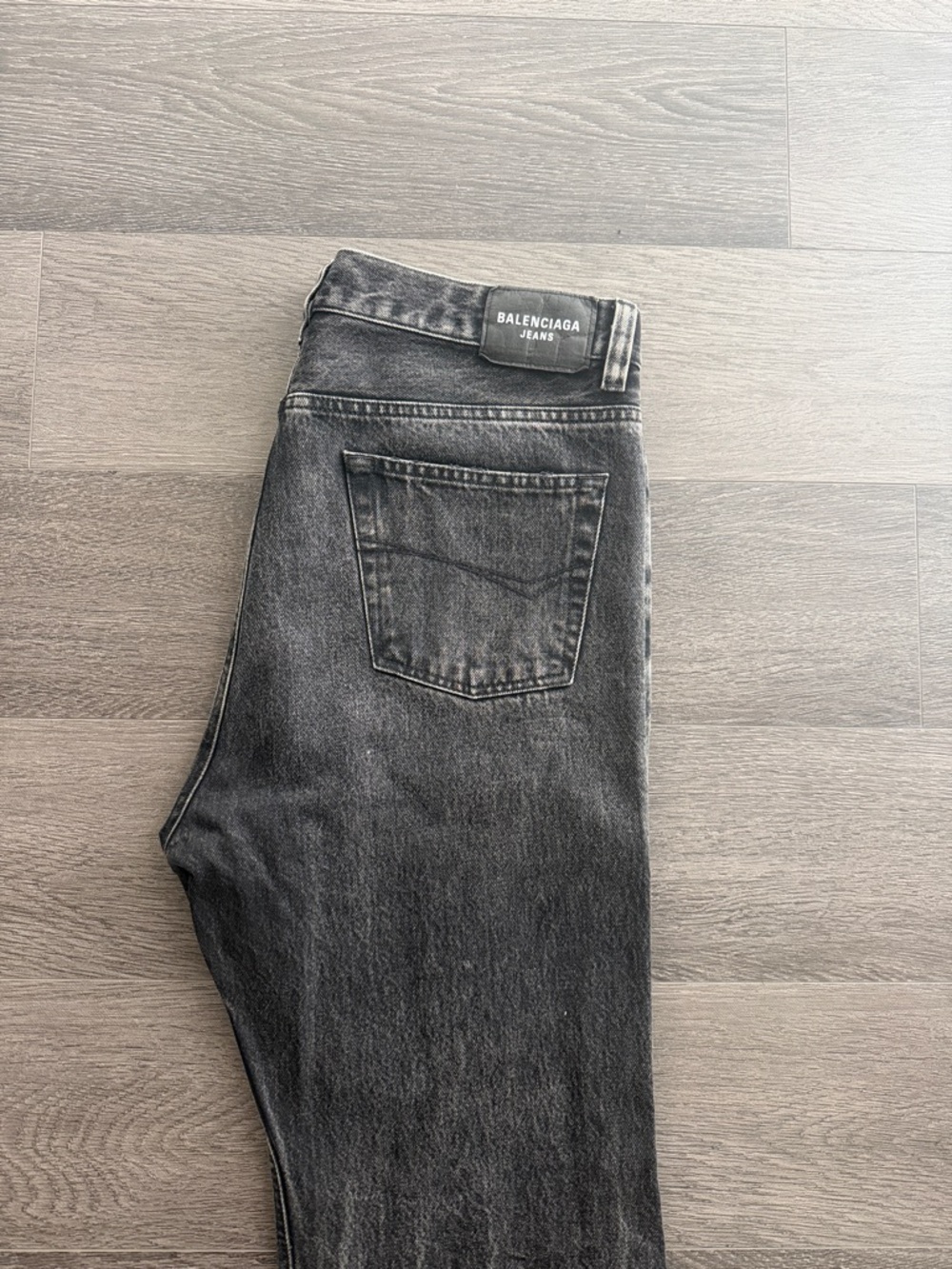 Balenciaga Men's Washed Black Slim Straight Jeans